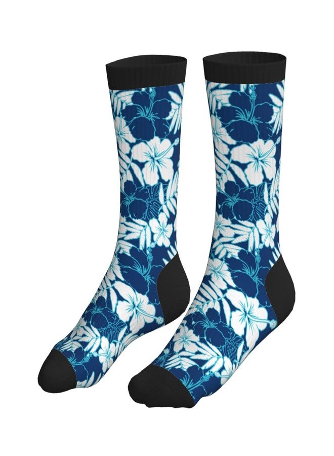 ACDRUING Hawaiian Hibiscus Flower Unisex Athletic Crew Cushion Socks For Running And Workout Performance Wicking Cushion Mid-Calf Socks For Men Women - Image 3